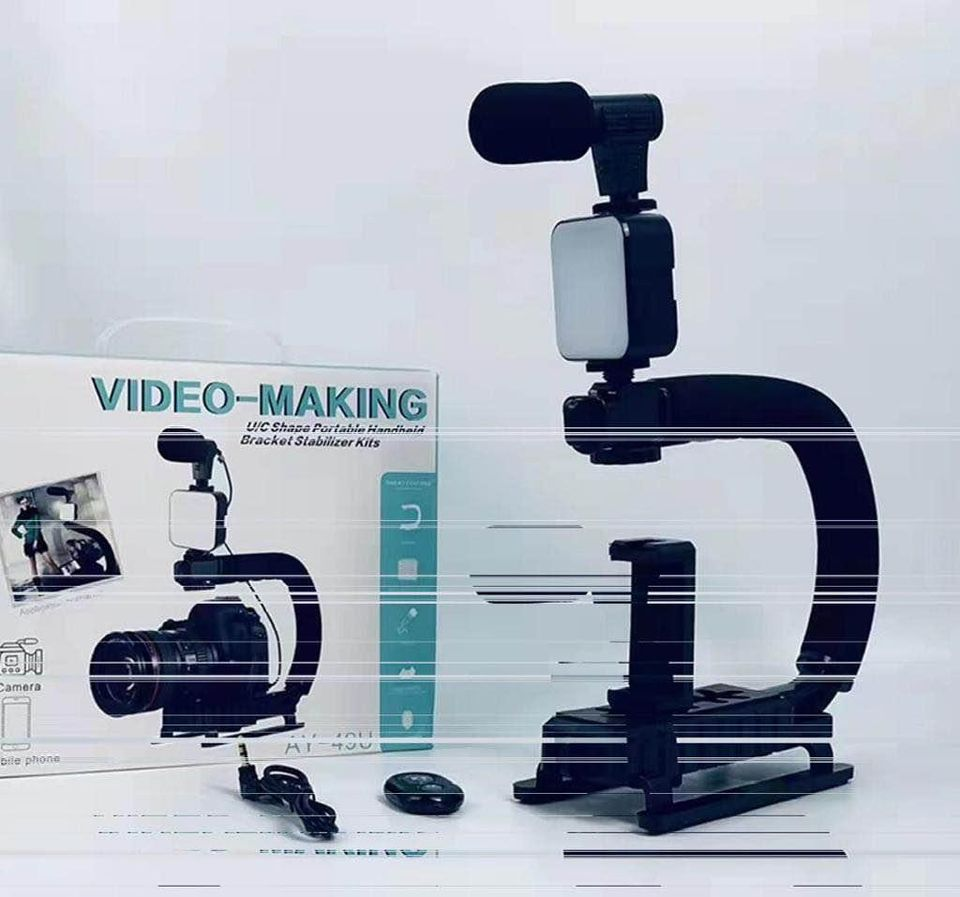 A194 U-shaped portable anti shake camera and audio stabilizer set, fill light & 