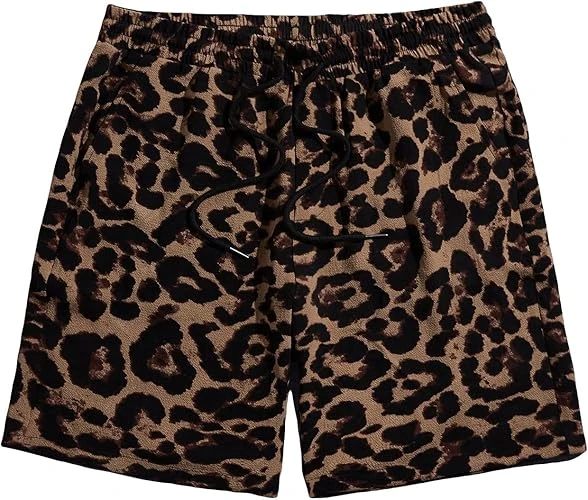 Floerns Men's Boho Tribal Print Drawstring Waist Summer Shorts with Pocket