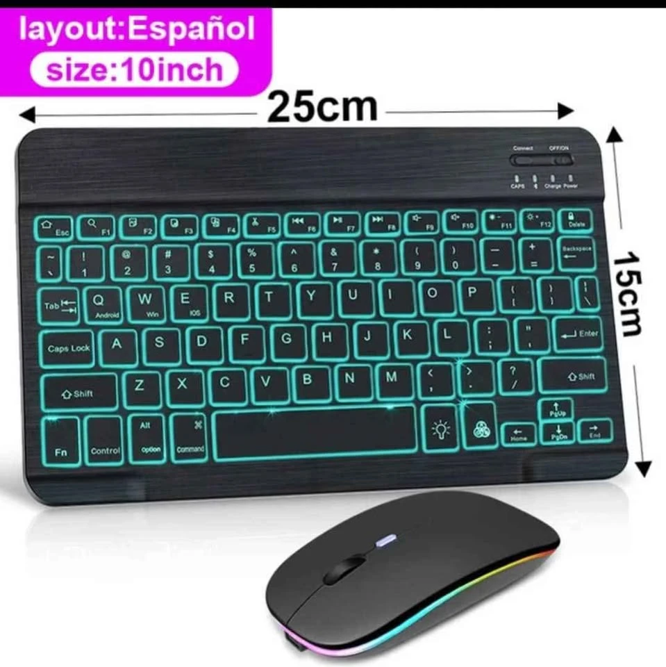 10Inch Mini Wireless Keyboard And Mouse RGB Bluetooth Keyboard Mouse Set Backlig