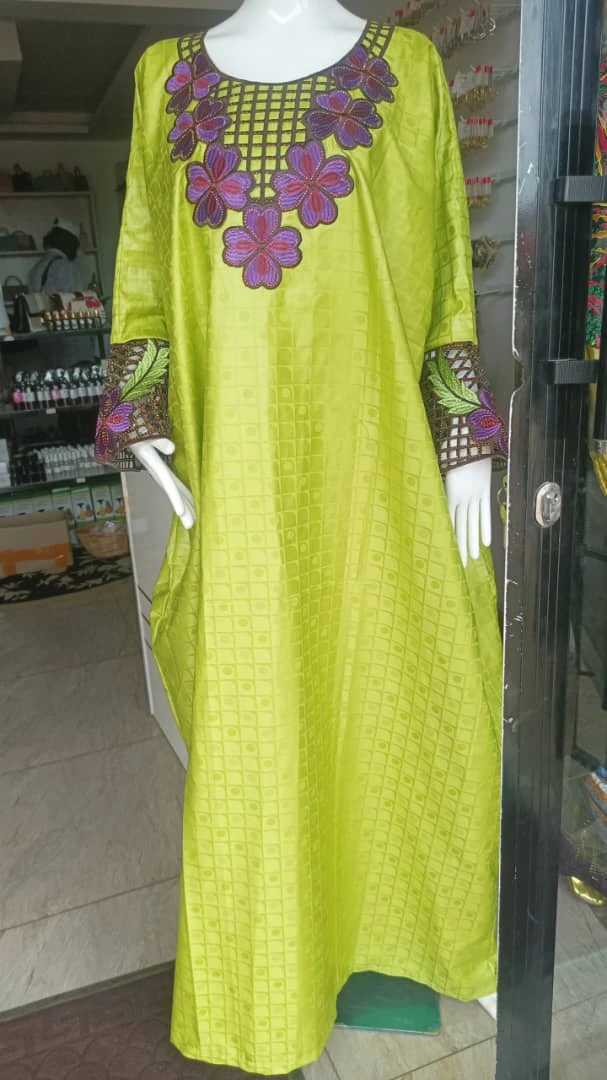 African Dresses for Women Elegant V Neck 3/4 Sleeve Casual Long Maxi African Att