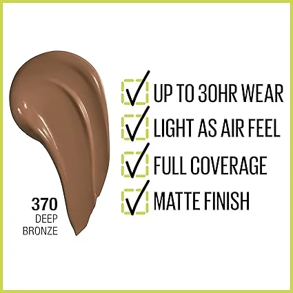 Maybelline Super Stay Full Coverage Liquid Foundation Active Wear Makeup, Up to 