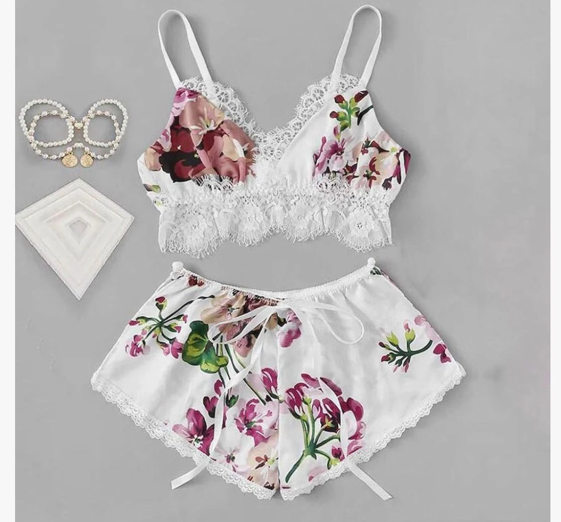 Sexy Lingerie for Women Naughty Sexy Lingerie Set，Bow Lingerie Floral Lace Fashi