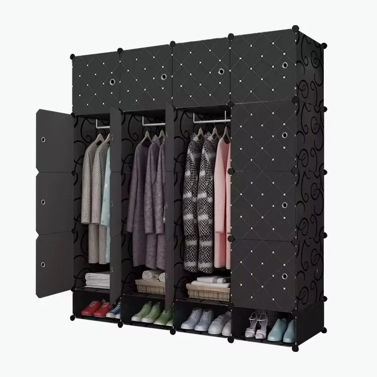 BREEZEE Plastic Wardrobe, 16-Door Portable Design, Includes Hanging Rack Space, 