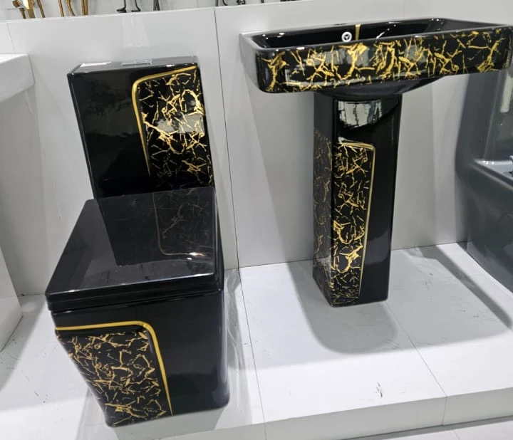 Luxury Black and Gold Marble Bathroom set