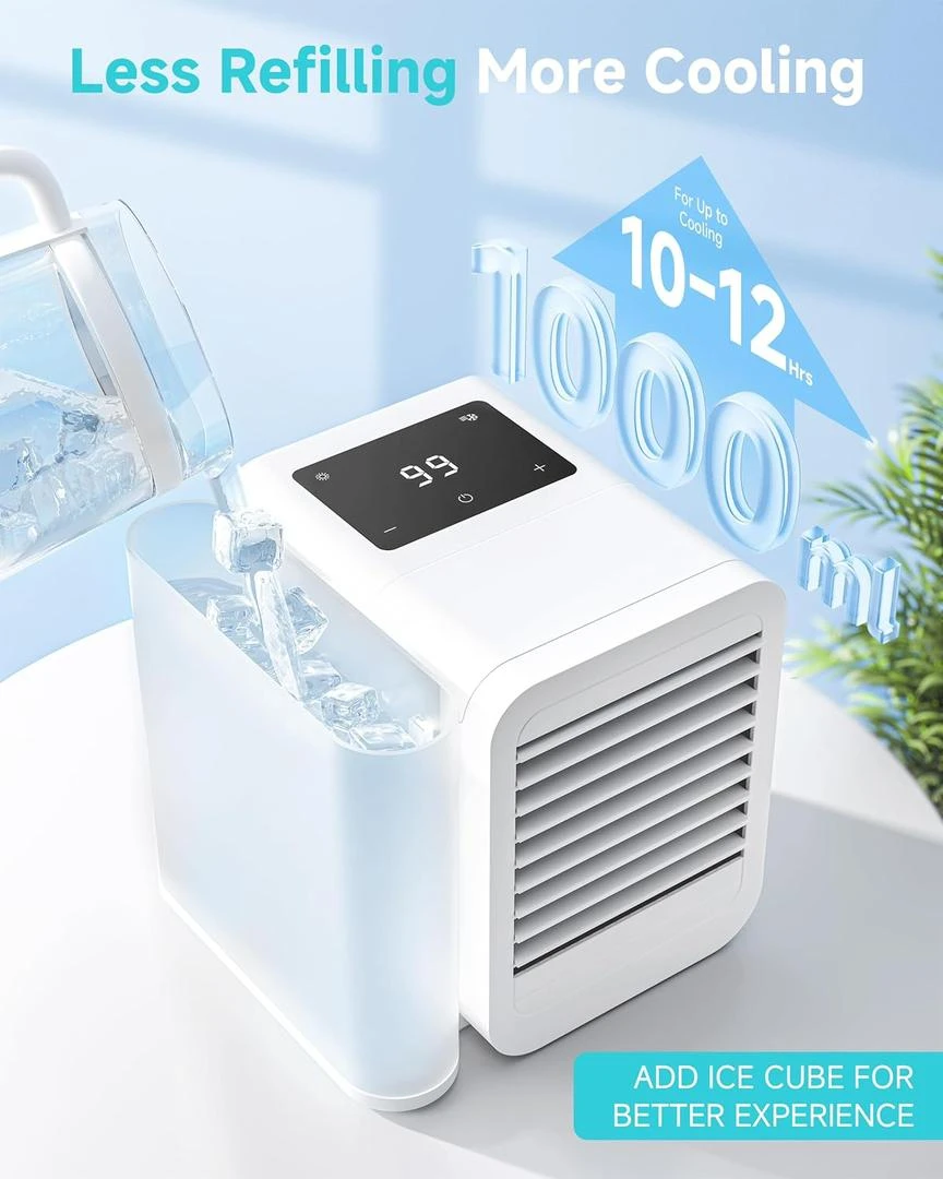 Portable Air Conditioner Cooling Fan: Evaporative Mini Air Cooler with 𝟳 𝗖𝗼𝗹𝗼𝗿𝘀 