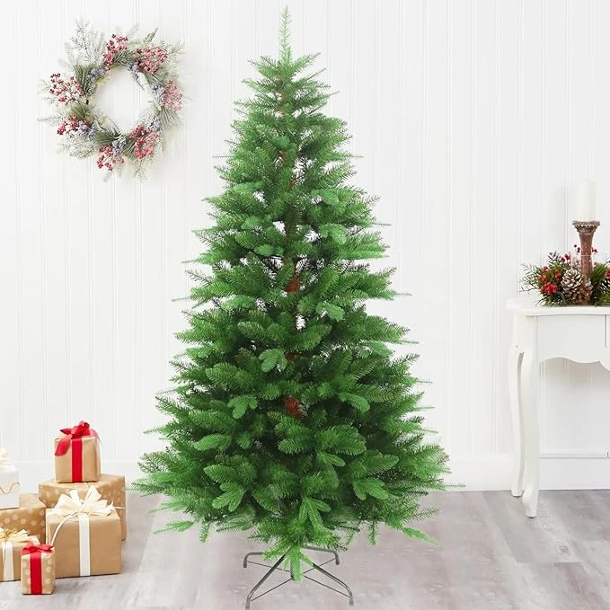5FT Thick Artificial Christmas Tree with PE+PVC Mixed Branches, 1200+ Tips Snow