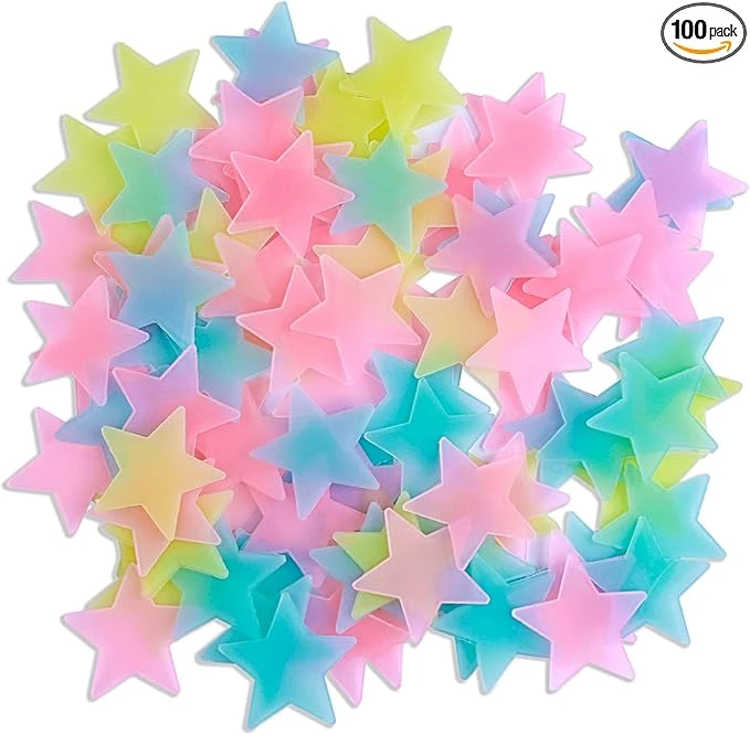100 Pcs Colorful Glow in The Dark Luminous Stars Fluorescent Noctilucent Plastic
