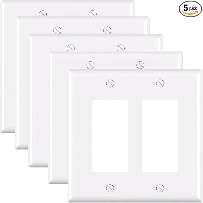 ELEGRP 2-Gang Decorative Wall Plates, Mid-Size 4.88" H x 4.94" L Unbreakable The