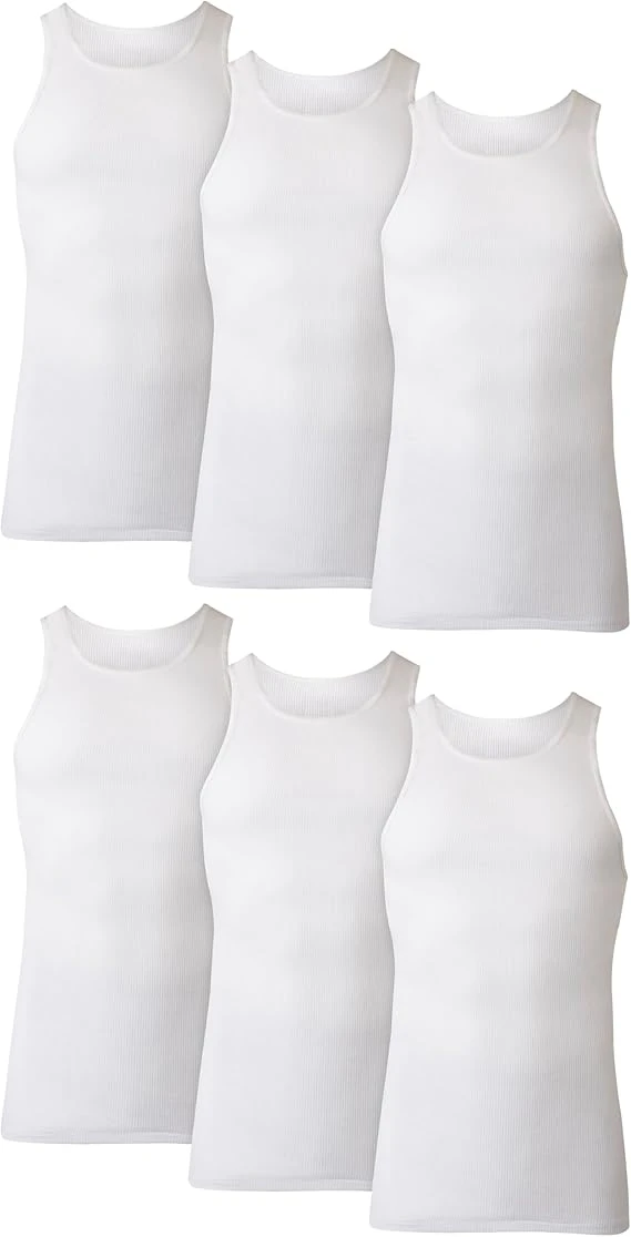 Hanes Men's Tank Top Undershirt Pack, Moisture-Wicking Cotton Ribbed Tanks for M