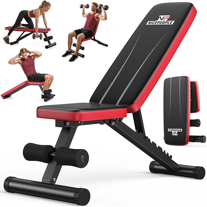 NICEPEOPLE Basic Weight Bench for Home Gym, 8 Backrests Adjustable Bench with 66