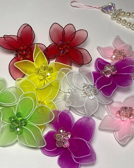 Fabric Flower Earrings