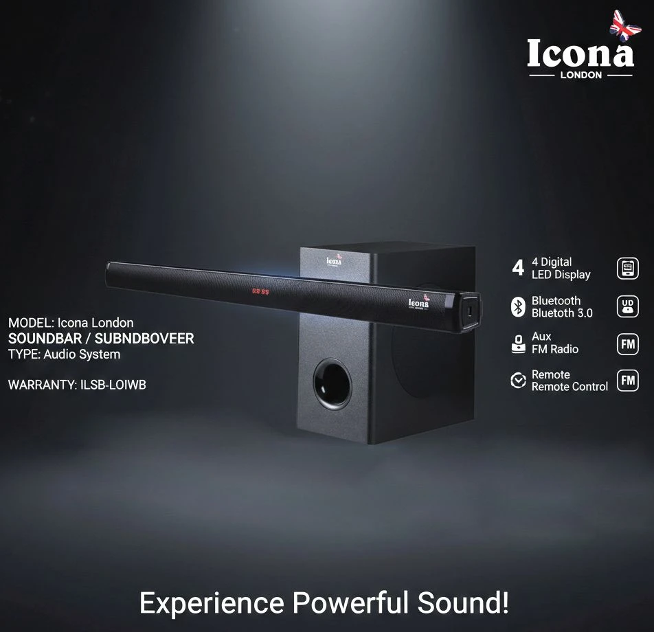 Icona London Soundbar / Subwoofer (Model: ILSB-LOIWB)