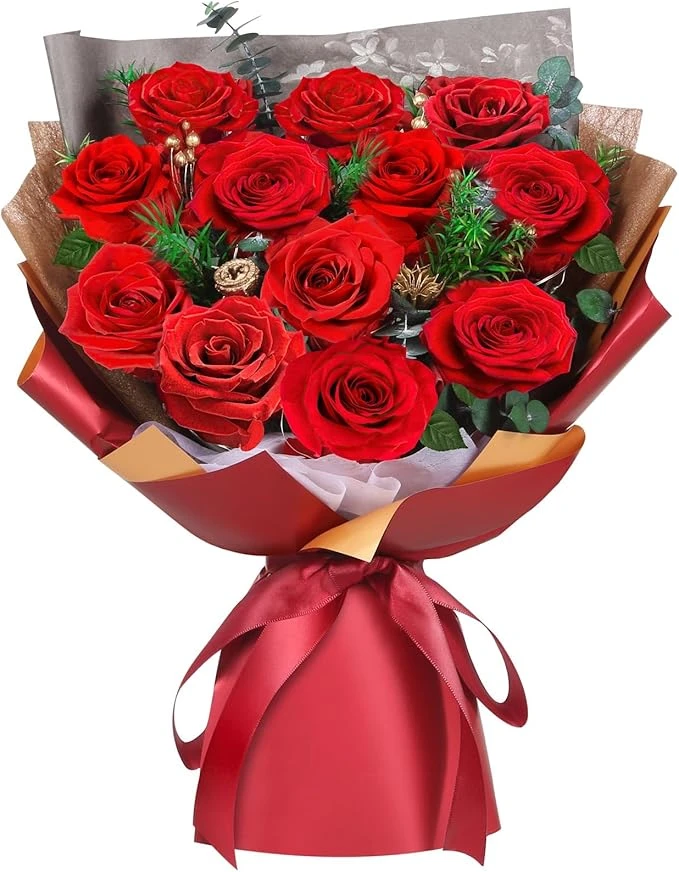 ADDWel Valentine's Gifts for Her, Preserved Red Rose Bouquet – Real Long-Lasting