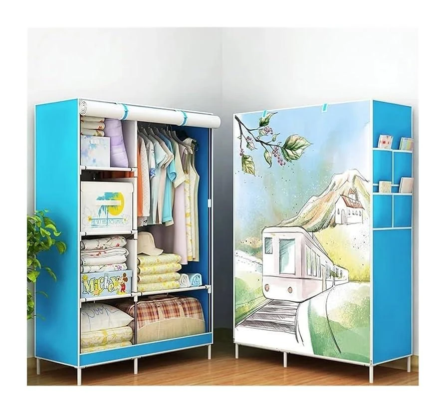 Portable Fabric Wardrobe with Printed Cover