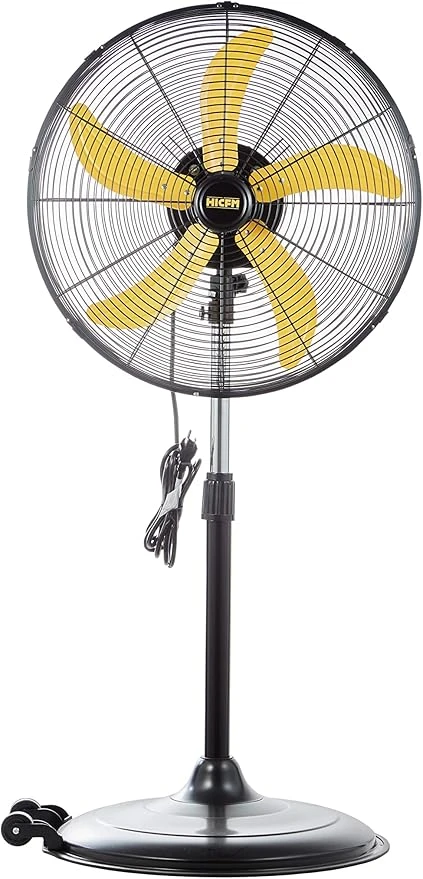 HiCFM 5000 CFM 20 inch High Velocity Pedestal Oscillating Fan with Powerful 1/5 Motor, 9ft Power Cord, Oscillation, Metal Body with Wheels for Garage, Commercial, Industrial - UL Safety Listed