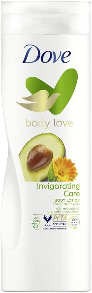 Dove Body Love Invigorating Care Body Lotion, made with 100 percent Natural Oils, Avocado Oil and Calendula Extract, up to 72 hours of Moisturization 400ml