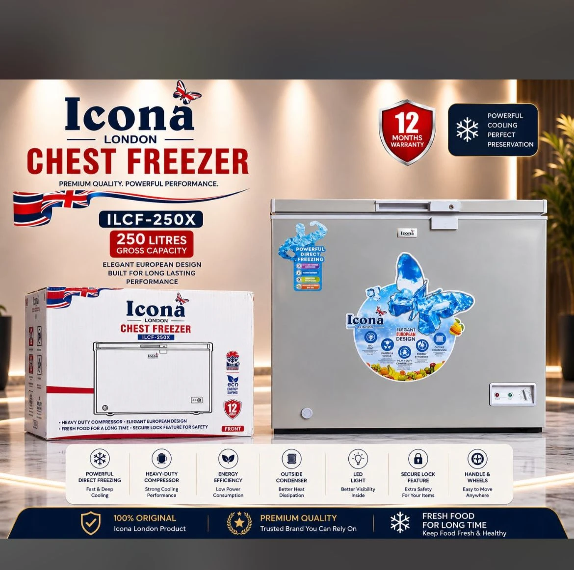 Icona 250L Chest Freezer