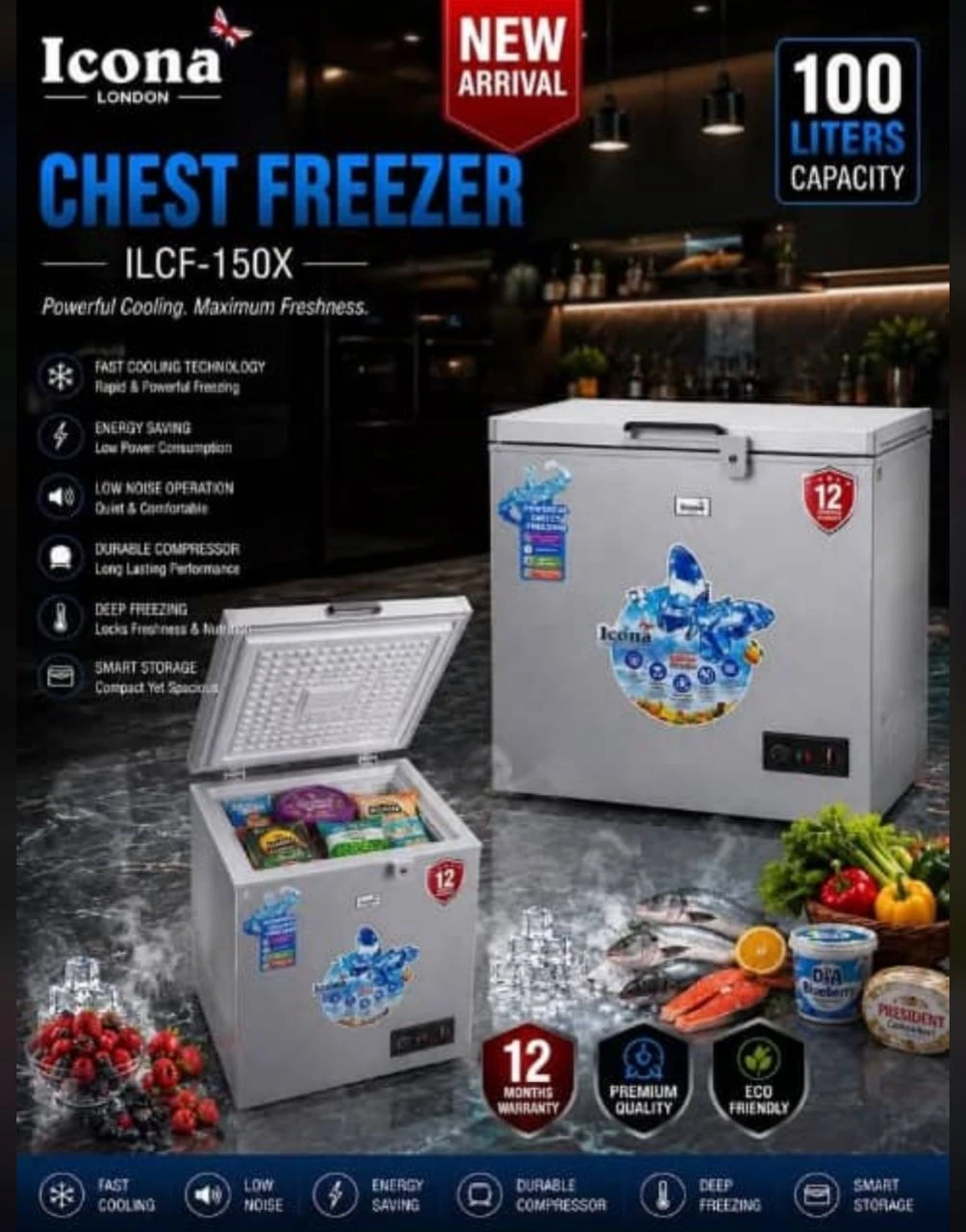 Icona London 100-Liter Chest Freezer