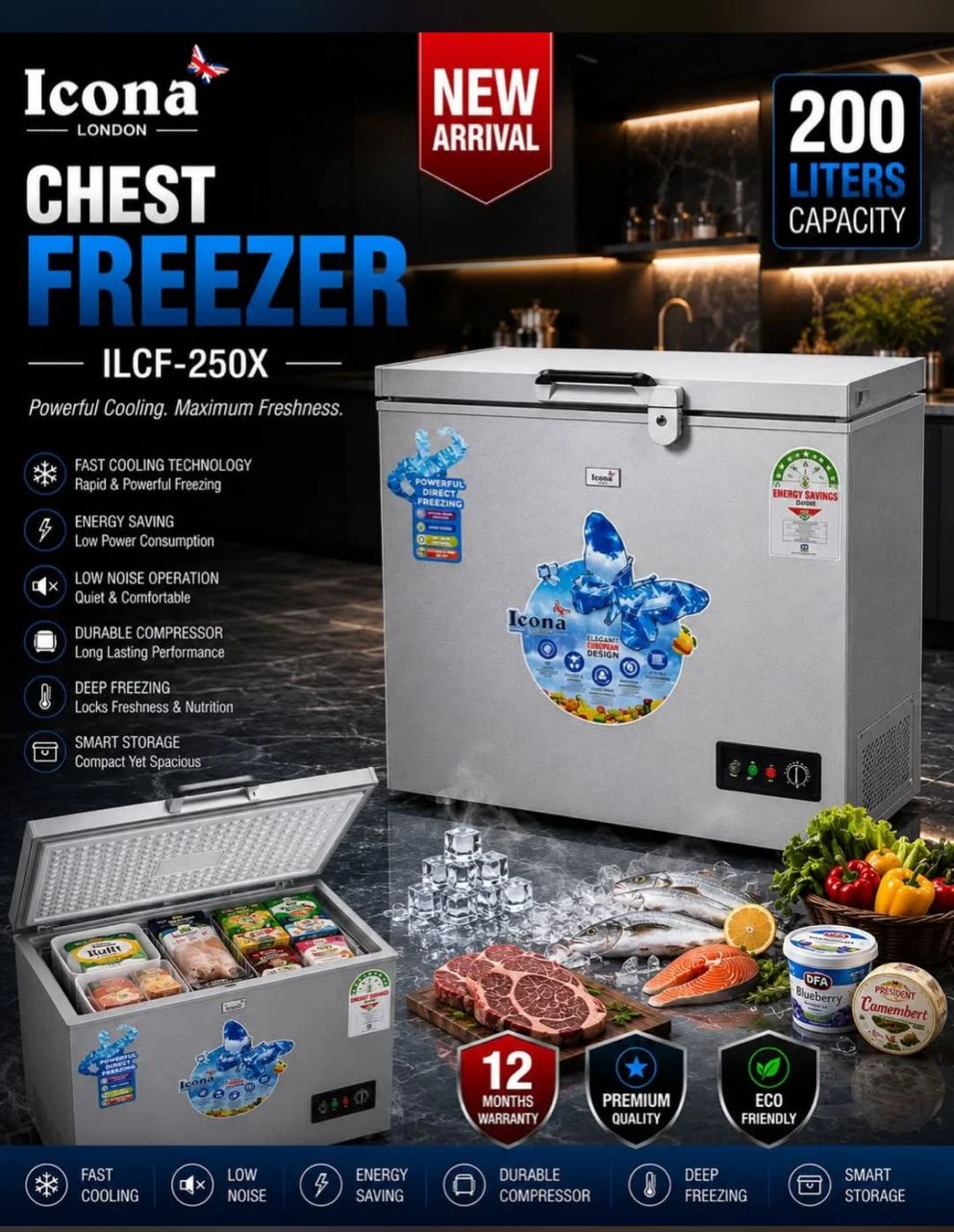 Icona London Chest Freezer  ILCF- 200