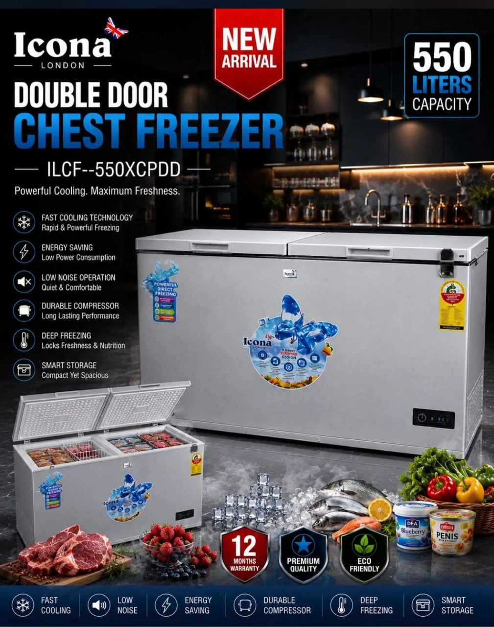 Double Door Chest Freezer