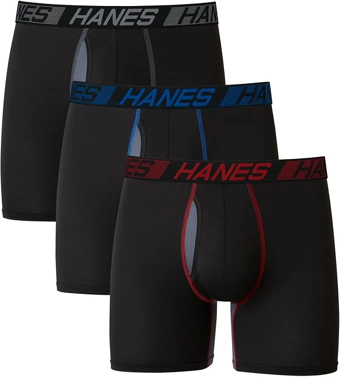 Hanes Men's Underwear Boxer Briefs Pack, 3-Pack, Total Support Pouch, Long or Short-Leg Boxer Briefs