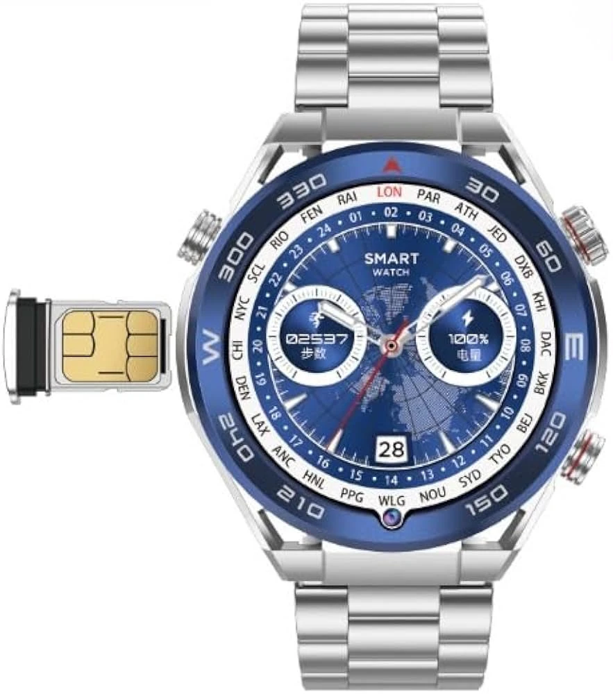 Telzeal Germany DW-41 HD Camera 1.53 Inch Full-Screen Display Smart Watch With SIM Slot 3 Pair Straps and Wireless Charger
