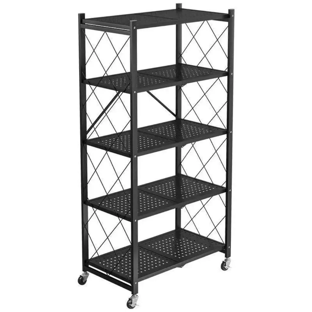 4 Tier Shelf Foldable Storage Shelf w/360° Movement Wheels